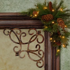 Clearance National Tree Company 30In White Pine Corner Swag With Battery Operated Led Lights