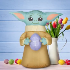 Flash Sale National Tree Company Inflatable Baby Yoda Decoration, Self Inflating, 4 Aa Batteries Required, Easter Collection, 18 Inches