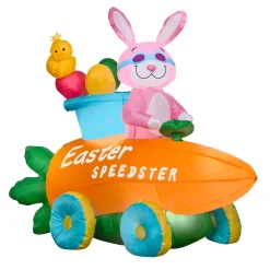 Best Sale National Tree Company Inflatable Bunny In A Carrot Roadster Decoration, Self Inflating, Plug In, Easter Collection, 54 Inches