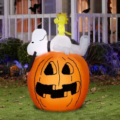 Fashion National Tree Company Inflatable Decoration, Orange, Snoopy And Woodstock, Self Inflating, Plug In, Halloween Collection, 54 Inches