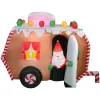 Store National Tree Company Inflatable Gingerbread Trailer With Santa, Led Lights, Plug In, Christmas Collection, 7.5 Feet
