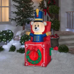 Store National Tree Company Inflatable Jack-In-The-Box, Led Lights, Plug In, Christmas Collection, 5 Feet