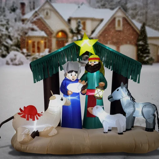 Hot National Tree Company Inflatable Nativity Scene, Led Lights, Plug In, Christmas Collection, 65 Feet
