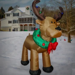 Best Sale National Tree Company Inflatable Reindeer, Led Lights, Plug In, Christmas Collection, 8 Feet