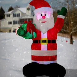 Cheap National Tree Company Inflatable Santa With Gift, Led Lights, Plug In, Christmas Collection, 8 Feet