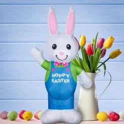 Online National Tree Company Inflatable Waving Bunny Decoration, Self Inflating, 4 Aa Batteries Required, Easter Collection, 25 Inches