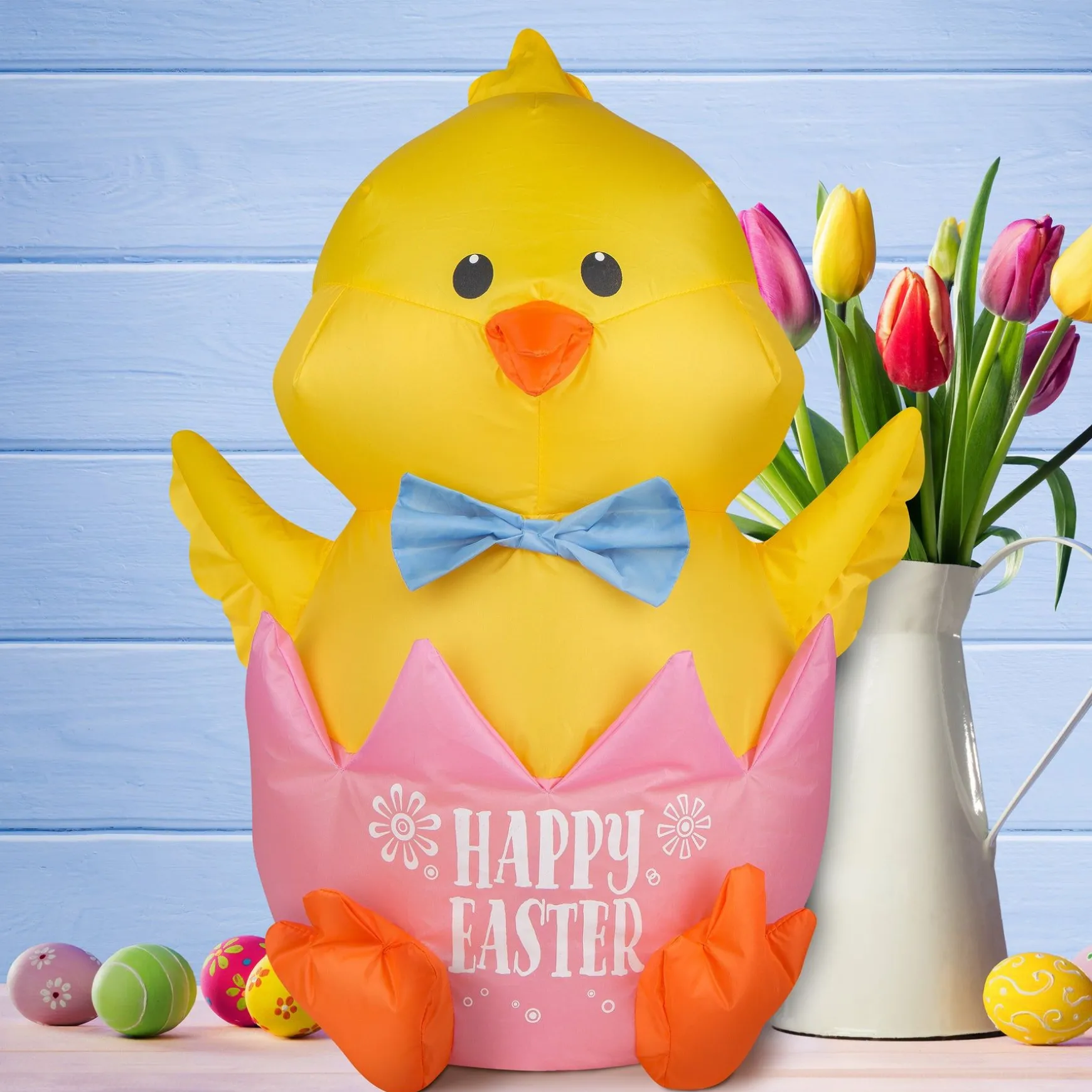Discount National Tree Company Inflatable Waving Chick Decoration, Self Inflating, 4 Aa Batteries Required, Easter Collection, 20 Inches