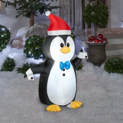 Fashion National Tree Company Inflatable Waving Penguin, Led Lights, Plug In, Christmas Collection, 4 Feet