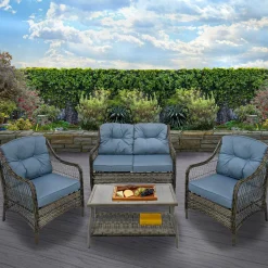 Best Sale National Tree Company Litherland Collection 4-Piece All-Weather Chat Set