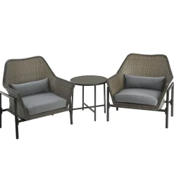 Best National Tree Company Marseille 3-Piece Gray All Weather Pe Wicker Furniture Set