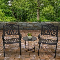 Flash Sale National Tree Company National Outdoor Living All Weather Chair Set, Black Finish, Cast Aluminum, Leeds Collection, Set Of 2, 36 Inches