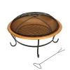 Cheap National Tree Company National Outdoor Living Fire Pit, Steel, Copper Finish, Includes Black Stand And Screen Cover, 29 Inches