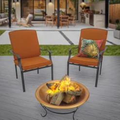 Cheap National Tree Company National Outdoor Living Fire Pit, Steel, Copper Finish, Includes Black Stand And Screen Cover, 29 Inches