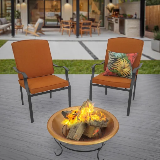 Cheap National Tree Company National Outdoor Living Fire Pit, Steel, Copper Finish, Includes Black Stand And Screen Cover, 29 Inches