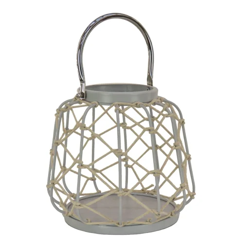 Cheap National Tree Company National Outdoor Living Lantern Candleholder, Woven Rope Construction, Glacier Gray, Modern Design And Finish, Includes Metal Handle, 10 Inches