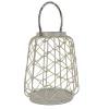 New National Tree Company National Outdoor Living Lantern Candleholder, Woven Rope Construction, Glacier Gray, Modern Design And Finish, Includes Metal Handle, 12 Inches