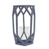 Online National Tree Company National Outdoor Living Lantern Candleholder, Dusty Blue, Modern Design And Finish, Includes Glass Chimney, 11 Inches