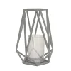 Clearance National Tree Company National Outdoor Living Lantern Candleholder, Glacier Gray, Modern Design And Finish, Includes Glass Chimney, 10 Inches