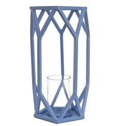Cheap National Tree Company National Outdoor Living Lantern Candleholder, Ice Melt Blue, Modern Design And Finish, Includes Glass Chimney, 14 Inches