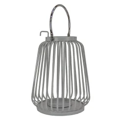 Fashion National Tree Company National Outdoor Living Lantern Candleholder, Metal, Glacier Gray, Modern Design And Finish, Includes Metal Handle13 Inches
