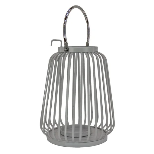 Fashion National Tree Company National Outdoor Living Lantern Candleholder, Metal, Glacier Gray, Modern Design And Finish, Includes Metal Handle13 Inches