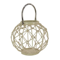 Hot National Tree Company National Outdoor Living Lantern Candleholder, Woven Rope Construction, Bleached Sand, Modern Design And Finish, Includes Metal Handle, 9 Inches