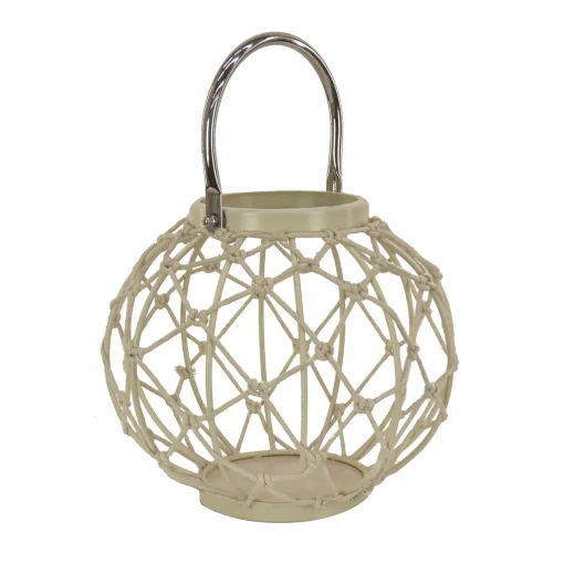 Hot National Tree Company National Outdoor Living Lantern Candleholder, Woven Rope Construction, Bleached Sand, Modern Design And Finish, Includes Metal Handle, 9 Inches