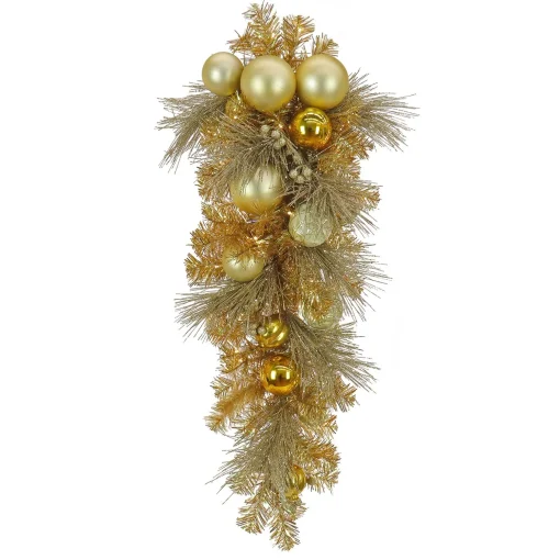 Online National Tree Company , 36" Christmas Be Merry Decorated Gold Teardrop, 35 Warm White Led Lights- Battery Operated With Remote Control
