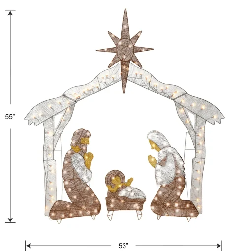 Store National Tree Company 55" Crystal Splendor Prelit Nativity Set