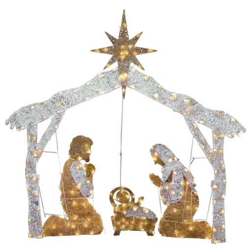 Store National Tree Company 55" Crystal Splendor Prelit Nativity Set