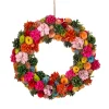 18" Spring Multicolor Floral Wreath With Pinecones^National Tree Company Cheap