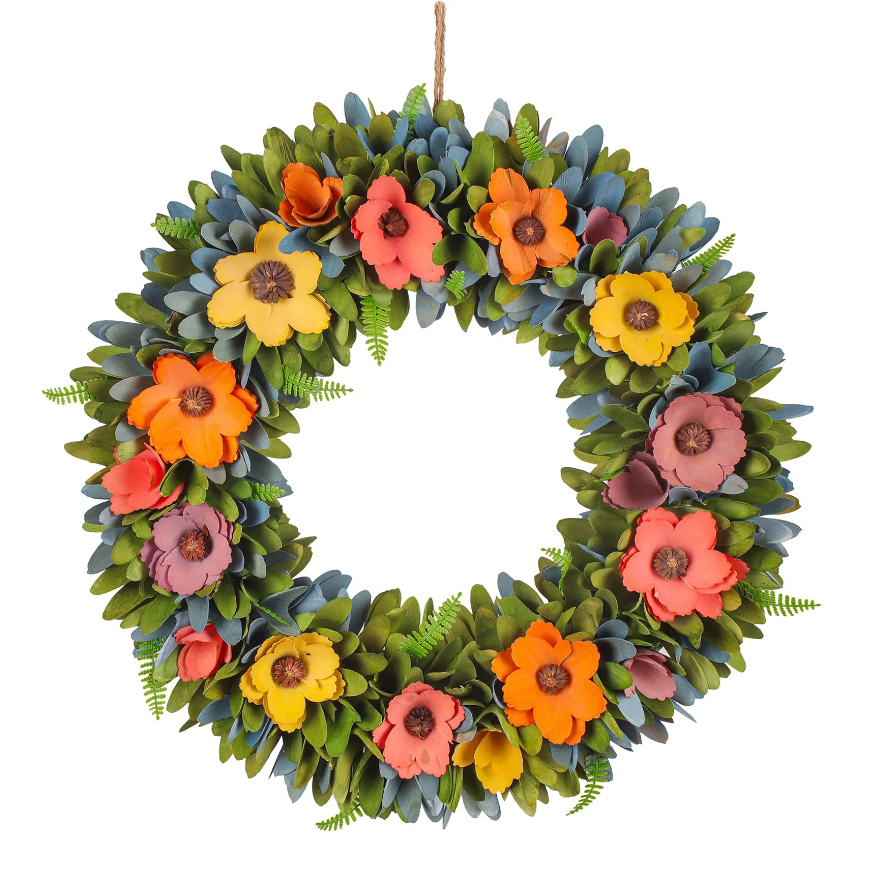 18" Spring Multicolor Floral Wreath With Fern^National Tree Company Store