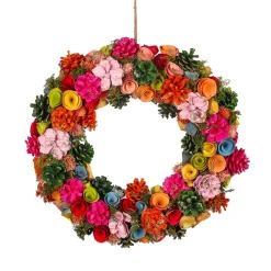 18" Spring Multicolor Floral Wreath With Pinecones^National Tree Company Outlet