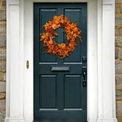Discount National Tree Company Artificial Autumn Wreath, Decorated With Pumpkins, Pinecones, Berry Clusters, Maple Leaves, Autumn Collection, 28 In