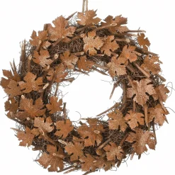 Shop National Tree Company Artificial Autumn Wreath, Decorated With Brown Maple Leaves, Autumn Collection, 18 Inches