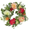 Artificial Wreath Decoration, Pink, Woven Branch Base, Decorated With Mixed Flower Blooms, Flowing Green Stems, Spring Collection, 22 Inches^National Tree Company Fashion