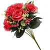 Artificial Floral Bouquet, Vine Stem Base, Decorated With Red Rose Blooms, Berry Clusters, Seed Pods, Leafy Greens, Spring Collection, 19 Inches^National Tree Company Fashion