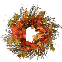 Shop National Tree Company Artificial Autumn Wreath, Decorated With Pumpkins, Pinecones, Berry Clusters, Assorted Leaves, Autumn Collection, 26 In