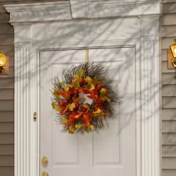 Shop National Tree Company Artificial Autumn Wreath, Decorated With Pumpkins, Pinecones, Berry Clusters, Assorted Leaves, Autumn Collection, 26 In