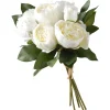 Artificial Floral Bouquet, Vine Stem Base, Decorated With White Peony Blooms, Leafy Greens, Spring Collection, 14 Inches^National Tree Company Flash Sale