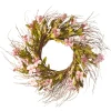 Artificial Hanging Wreath, Woven Branch Base, Decorated With Dogwood Flowers, Leafy Greens, Spring Collection, 22 Inches^National Tree Company Store