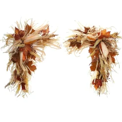 Outlet National Tree Company Artificial Autumn Door Corners, Set Of 2, Decorated With Corn Husks, Raffia Leaves, Berry Clusters, Harvest Collection, 24 Inches