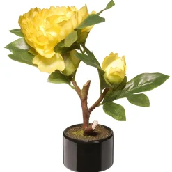 Artificial Potted Flower, Yellow Peony, Incudes Black Base, Spring Collection, 10 Inches^National Tree Company Fashion