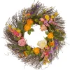 Artificial Hanging Wreath, Woven Branch Base, Decorated With Flower Blooms, Berry Clusters, Leaves, Spring Collection, 24 Inches^National Tree Company Fashion