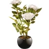 Artificial Potted Flower, White Rose, Incudes Black Base, Spring Collection, 10 Inches^National Tree Company Best Sale