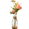 Artificial Flower Bouquet In Glass Vase, Pink Roses, Decorated With Leafy Greens, Spring Collection, 12 Inches^National Tree Company Flash Sale