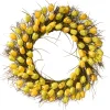 Artificial Hanging Wreath, Woven Branch Base, Decorated With Yellow Tulip Blooms, Flowing Green Stems, Spring Collection, 32 Inches^National Tree Company Discount