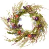 Artificial Hanging Wreath, Vine Stem Base, Decorated With Blue, Red And Pink Mixed Flower Blooms, Flowing Green Stems, Seed Pods, Spring Collection, 20 Inches^National Tree Company Discount