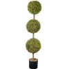 Artificial Potted Three Ball Topiary, Boxwood, Includes Black Pot Base, Spring Collection, 4 Feet^National Tree Company New