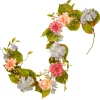 Artificial Hanging Garland, Vine Stem Base, Decorated With Multicolor Hydrangea, Rose And Dahlia Blooms, Berry Clusters, Leafy Greens, Spring Collection, 70 Inches^National Tree Company Best